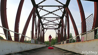 Hot Sissy Stacy Meeting Accidentally Meeting the Man When Masturbating Big Dildo Outdoor