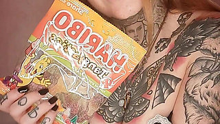 Maid Stuffs Mouth with Sweettreats