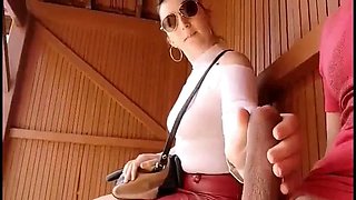 I take out my cock with cum in risky public places compilation!!