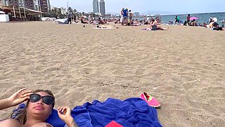 Monika Fox In Nude Sunbathing On A Public Beach In Barcelona