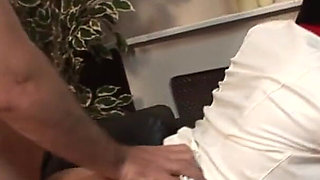 Nurse enjoys being penetrated without a condom