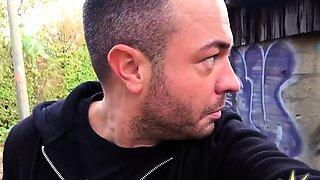Busty mature cockriding outdoor in POV