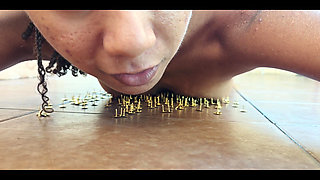 A Little Masochistic Submissive Lying on Thumbtacks