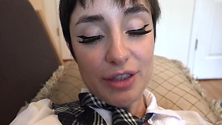 Stevie Moon - Amateur Girl In Plaid Student Uniform Gets Her Creamy Pussy Licked And Gives Teacher Blowjob Pov