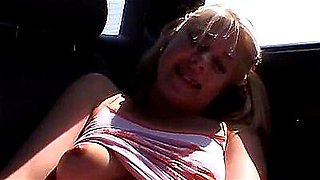 Little Summer goes solo masturbating in car
