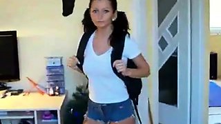 Russian Pigtail School Girl Her Private Old Tution Teacher