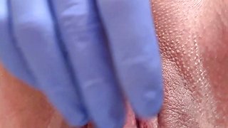 Huge clit rubbing to orgasm, wet and slimy