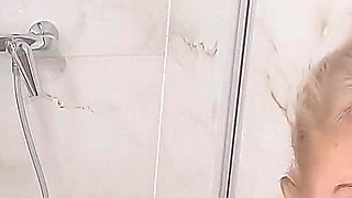 Older Blondie with Big Boobs Taking Steamy Shower