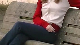 Cute 18 Year Blonde Girl Does Blowjob Outdoor