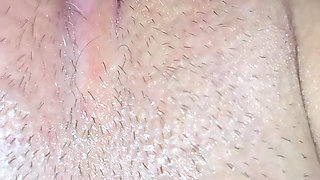 Precum on clit with a cream pie and female orgasm