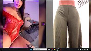 Small titted brunette Sharron with glasses masturbates