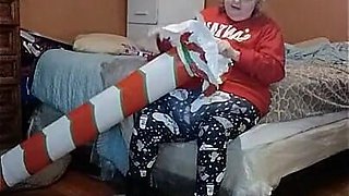 Nurse Vicki Blows up Huge Candy Cany for Santa!