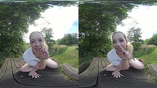 Aloralux - Smoking Bench; Amateur Outdoor Flashing her Tits