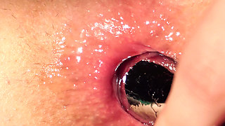 Anal fingering and Buttplug play Close up