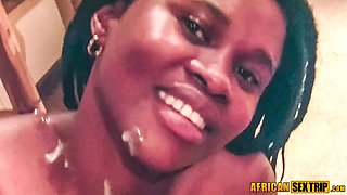 South african teen ebony waitress gets heavy cumshot facial