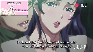 Busty housewife was fucked in the hotel (uncensored hentai English subtitles)