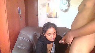 Hijab lady works at my home office sucks well