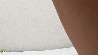 Girls Only Apartment in Japan, a Room Where Maid Is Cleaning the Room Without a Bra, Wearing Thong G-string Panties and Socks