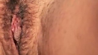 Sexy Hairy MILF Masturbates Totally Naked with Fishing Rod and Squirts