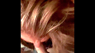 Naughty housewife gives another sloppy blowjob