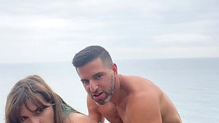 Big White Bubble Butt Getting Fucked on the Beach