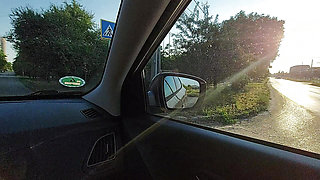 Stepson drives his horny stepmother to the office and she teases him on the way to work