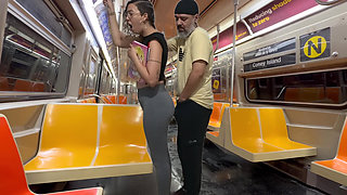 Student Girl Gets Cum on New York Subway Train.