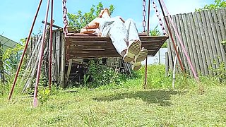Old Lady with Sexy Body After Vacation in the Village