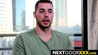 NextDoorXXX.com - Inked handsome Carter Woods masturbates in an intimate interview