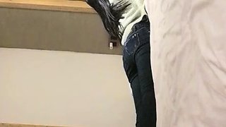Hot black teen dressing up on hidden cam