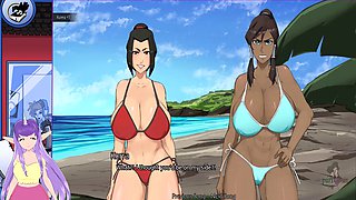 Stunning Korra and Azula from Avatar with huge boobs on Ember Island