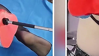 Big Dildo Anal Masturbation on the Fucking Machine