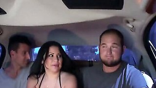 Sophia Flashing big tits in car with three guys