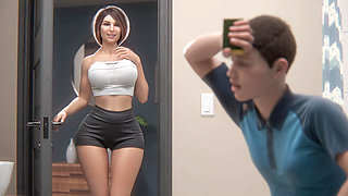 Slutty Stepmom Cheats on Her Husband with Virgin Stepson in the Bathroom (Exclusive 3D Porn) Eng Sub