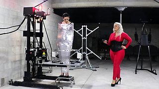 Femdom fetish mistresses fuck bdsm loser with strapon