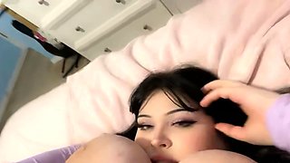 Slutty amateur flashing her big boobs in the backseat