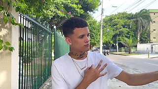 Cute young babe latino boy doing striptease in shower