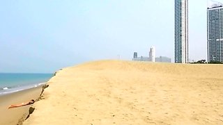 Voyeur - Hot MILF Naked on the Beach and Swimming in the Sea