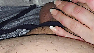 Step mom handjob step son dick with low erection