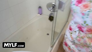 Big Assed huge boobed hoe Dee Williams sucks stepson's cock while he's doing his errands