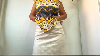 Milf with big tits and big ass almost gets caught masturbating at the office