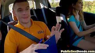 Driving learner riding cock