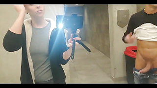 This Hot Italian Babe Gets Fucked in the Male Bathroom Part 2