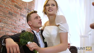 Pretty bride makes her groom cuckold on their wedding night