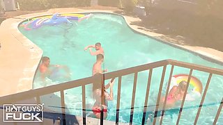 Blonde College Jock Travis's Hairy Hunk Showdown with Stunning River Lynn