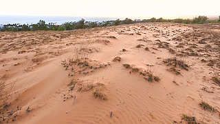 POV: She Gives Him a Blowjob on a Walk through the Desert
