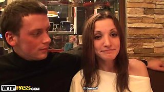 Skinny girl in public toilet fuck