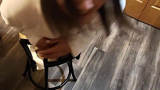 POV Silly Wife Used in Kitchen Footjob and Amazing Sex