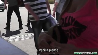 Blonde czech college girl angelica is spoke into having porn in public