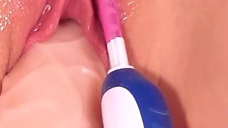 Constrained to Climax and Torment Post Orgasm at the Clit with Double Toothbrush